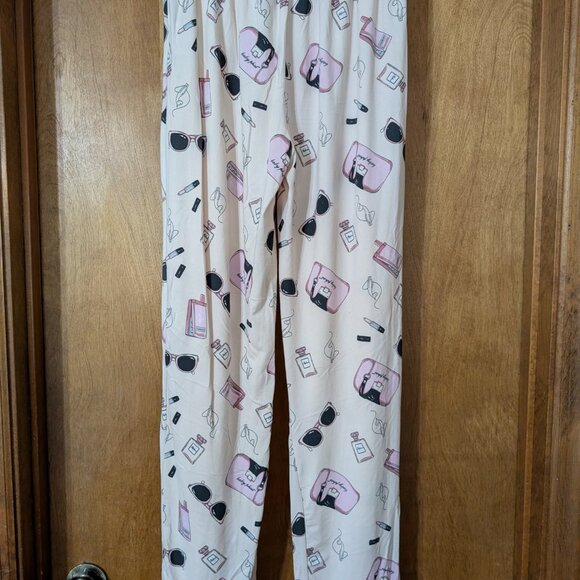 Baby Phat Pink Pajama Set Women's Size Small Glam Print Cats Sunglasses Makeup - Picture 5 of 11